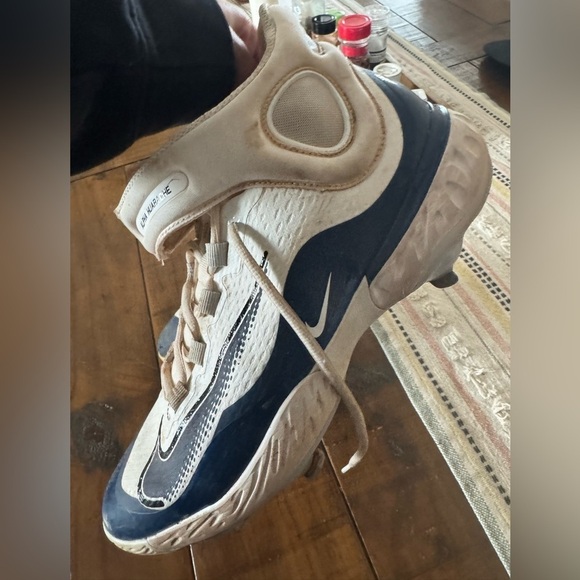 NIKE MENS ALPHA HUARACHE ELITE 4 WHITE NAVY  METAL BASEBALL CLEATS - Picture 2 of 5